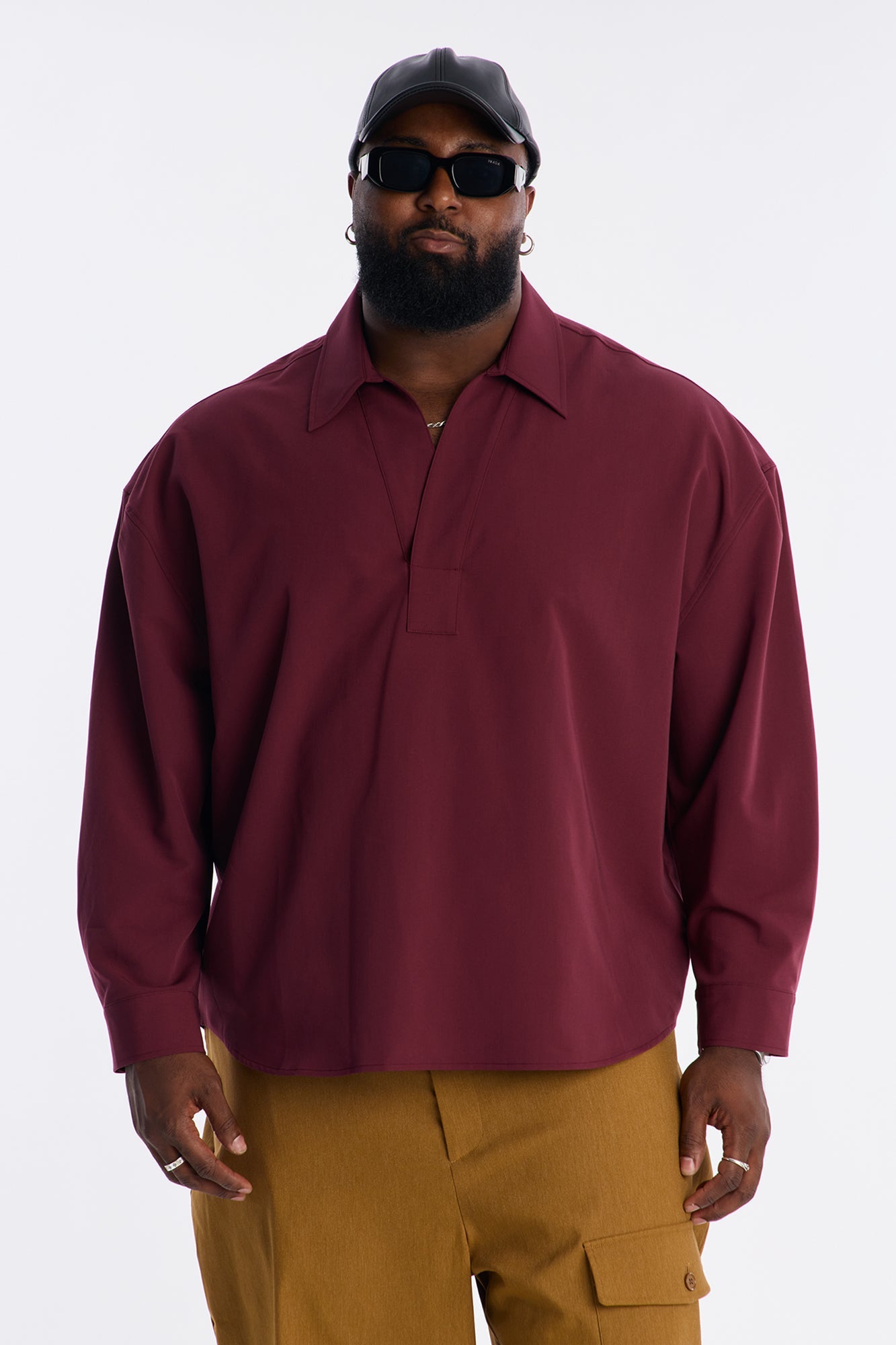 Relaxed Apex Chevron Tailored Shirt - Burgundy