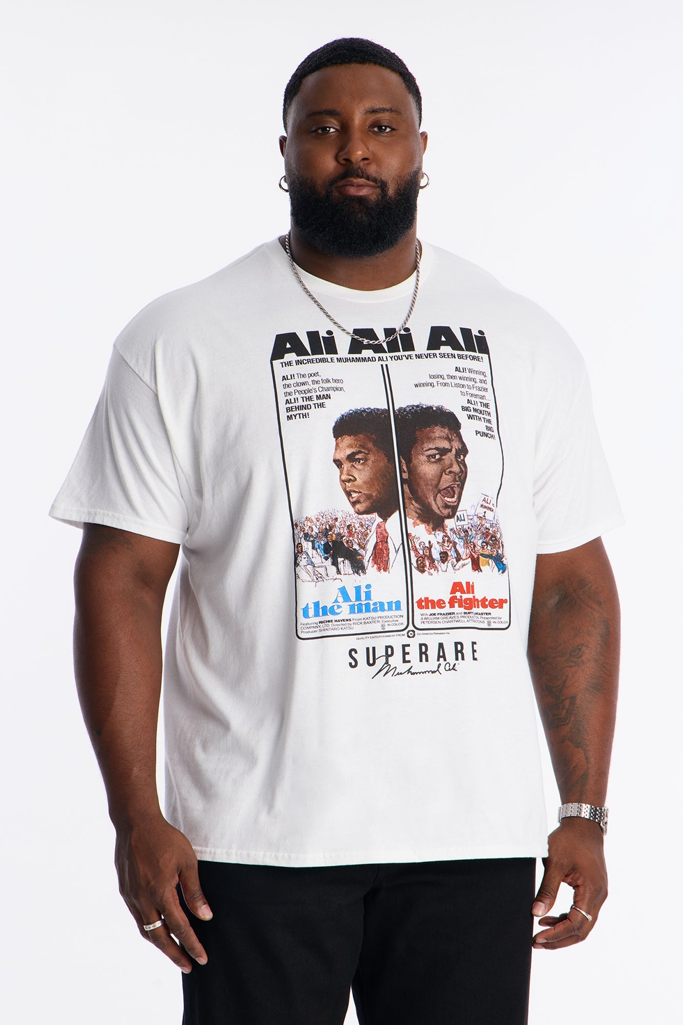Muhammad Ali The Man The Fighter Short Sleeve Tee - White