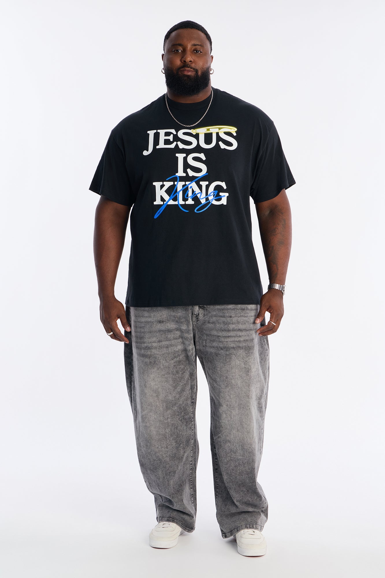 Jesus Is King Amen Short Sleeve Tee - Black