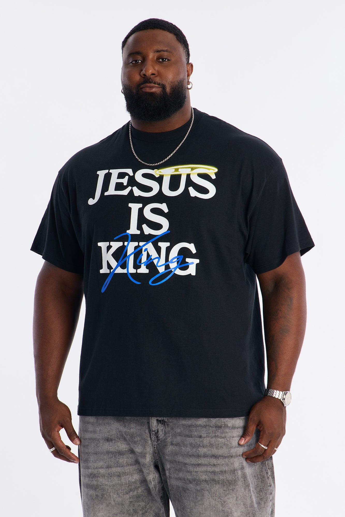 Jesus Is King Amen Short Sleeve Tee - Black