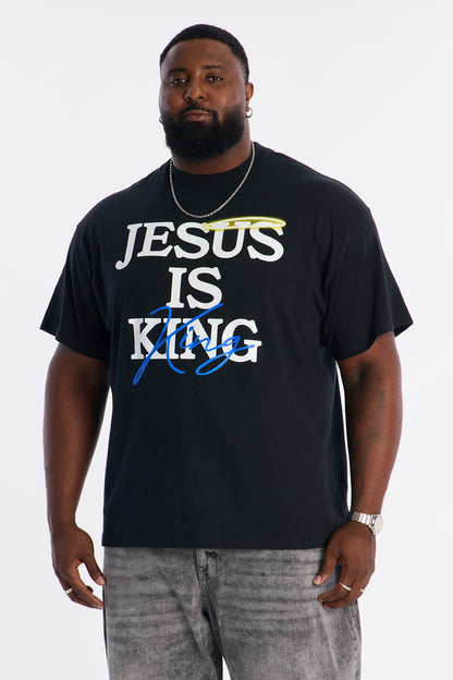 Jesus Is King Amen Short Sleeve Tee - Black