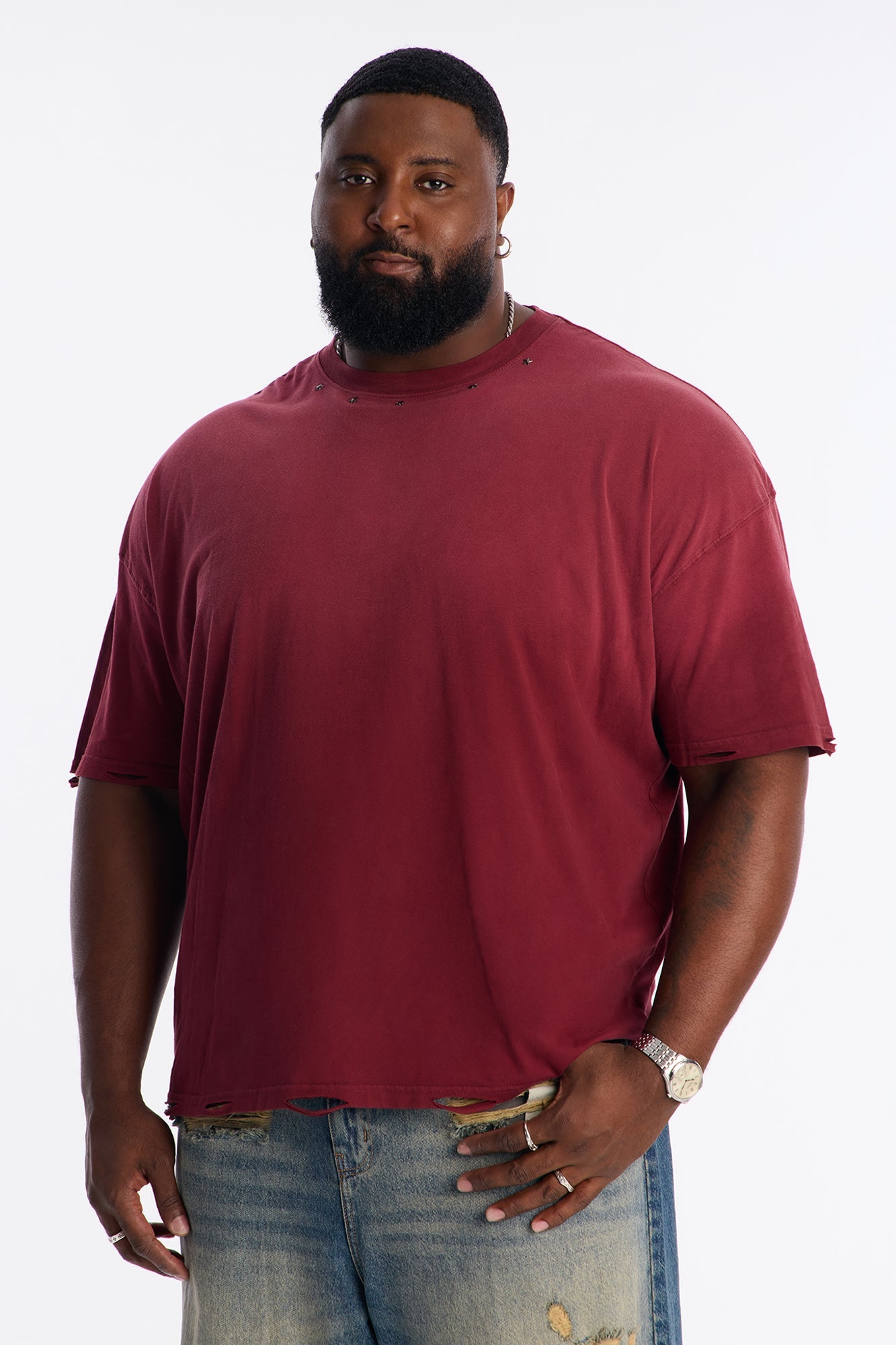Vintage Wash Relaxed Edge Tee - Red