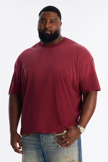 Vintage Wash Relaxed Edge Tee - Red