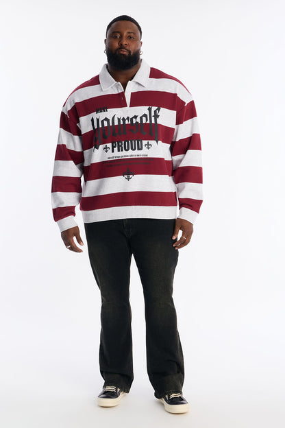 Make Yourself Proud Stripe Fleece Polo - Red