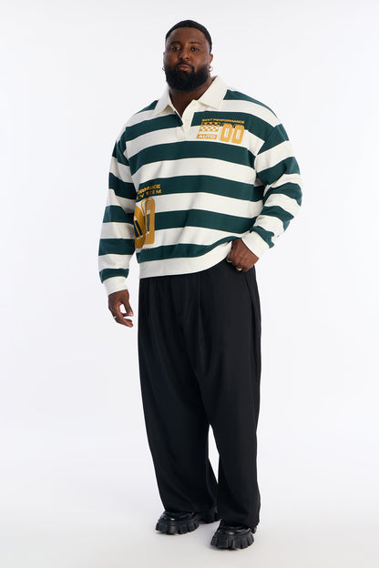 Racing Society Stripe Fleece Polo - Green