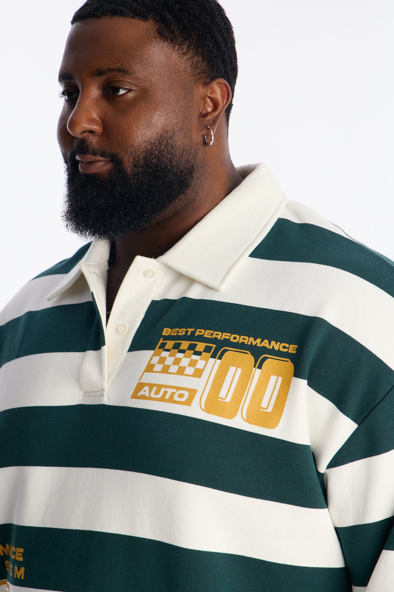 Racing Society Stripe Fleece Polo - Green