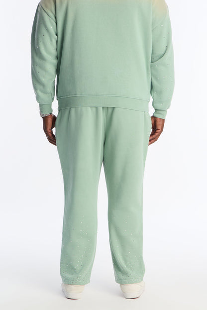Run Them Rhinestones Relaxed Sweatpants - Sage