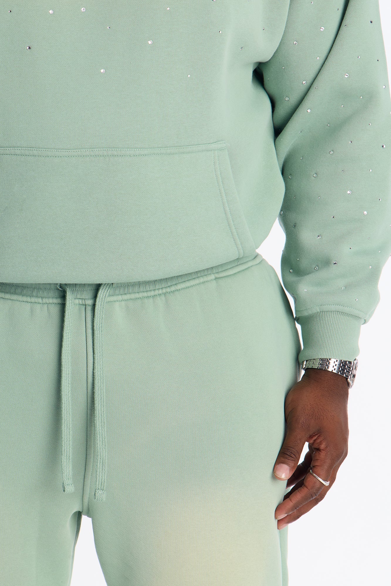 Run Them Rhinestones Relaxed Sweatpants - Sage
