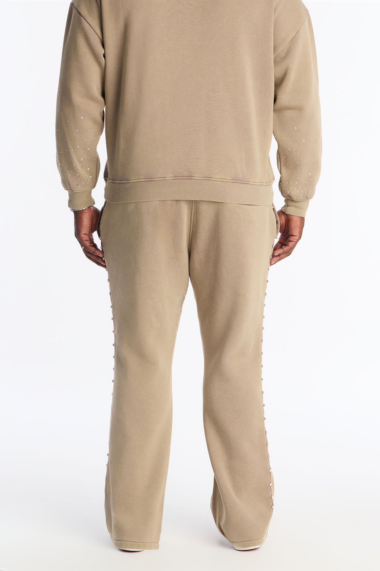 Ice Cold Rhinestones Relaxed Sweatpants - Taupe