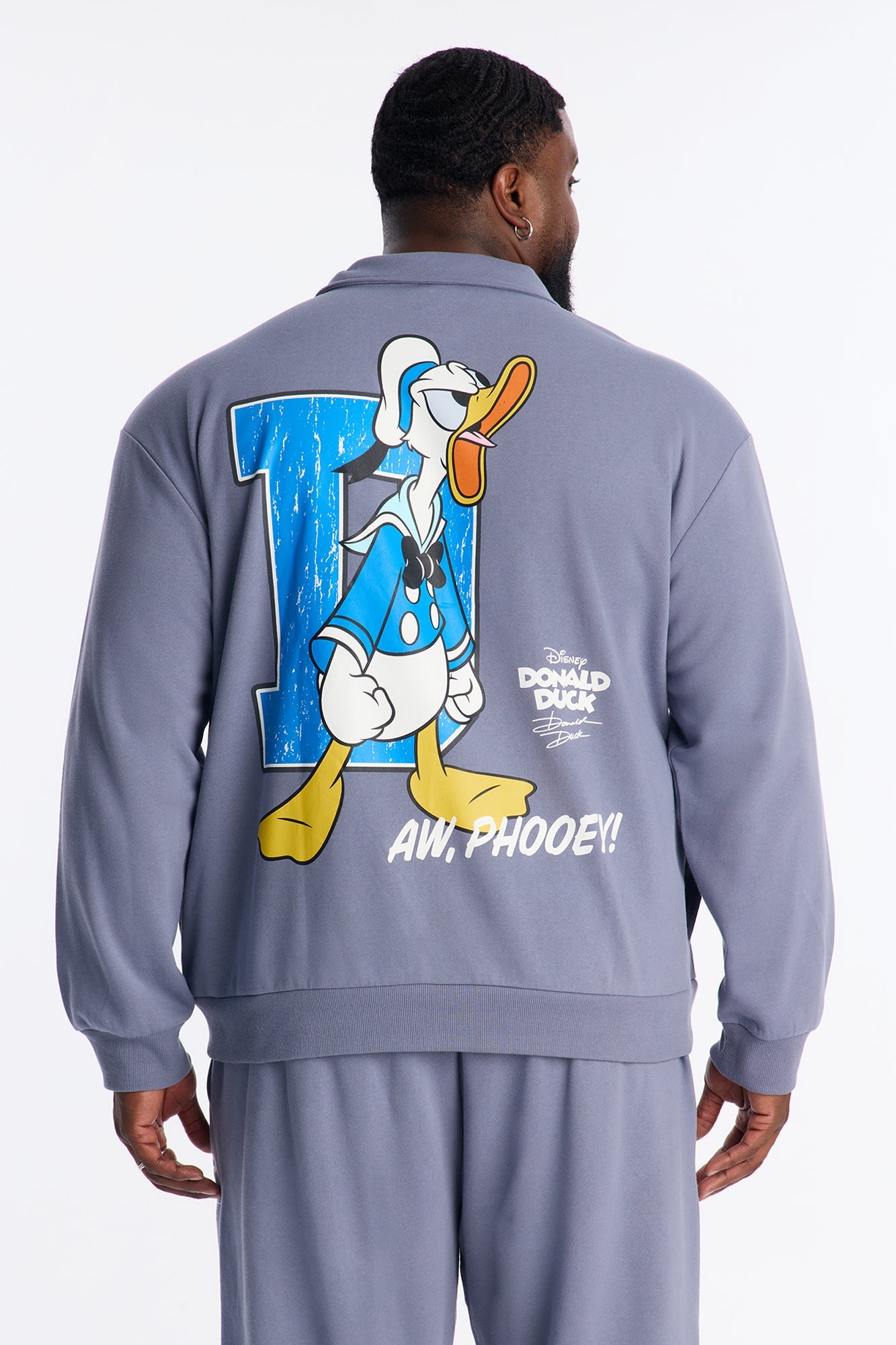 Disney Aw Phooey Donald Embroidery Quarter Zip Sweatshirt - Slate Blue