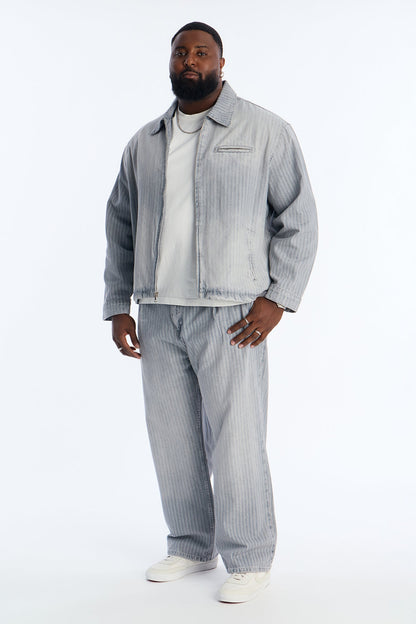 Baggy Subtle Stripe Jean - Grey