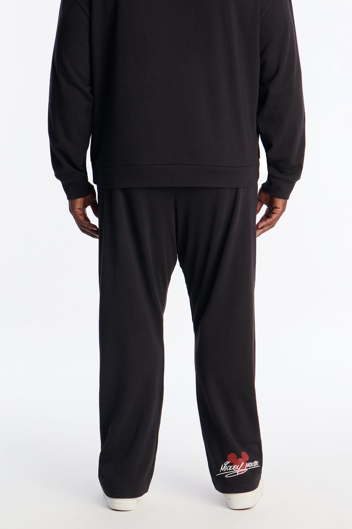Disney Mickey Patch Wide Fit Sweatpants - Black Wash