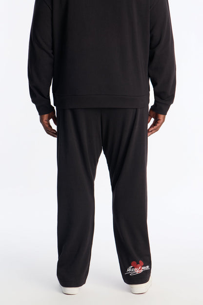 Disney Mickey Patch Wide Fit Sweatpants - Black Wash