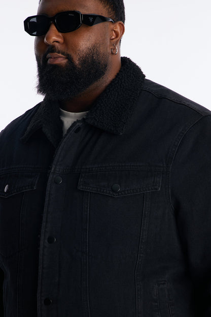 Street Dreams Sherpa Collar Jacket - Black