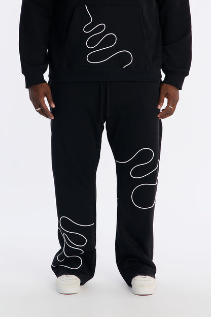 Lasso Slim Flare Sweatpants - Black