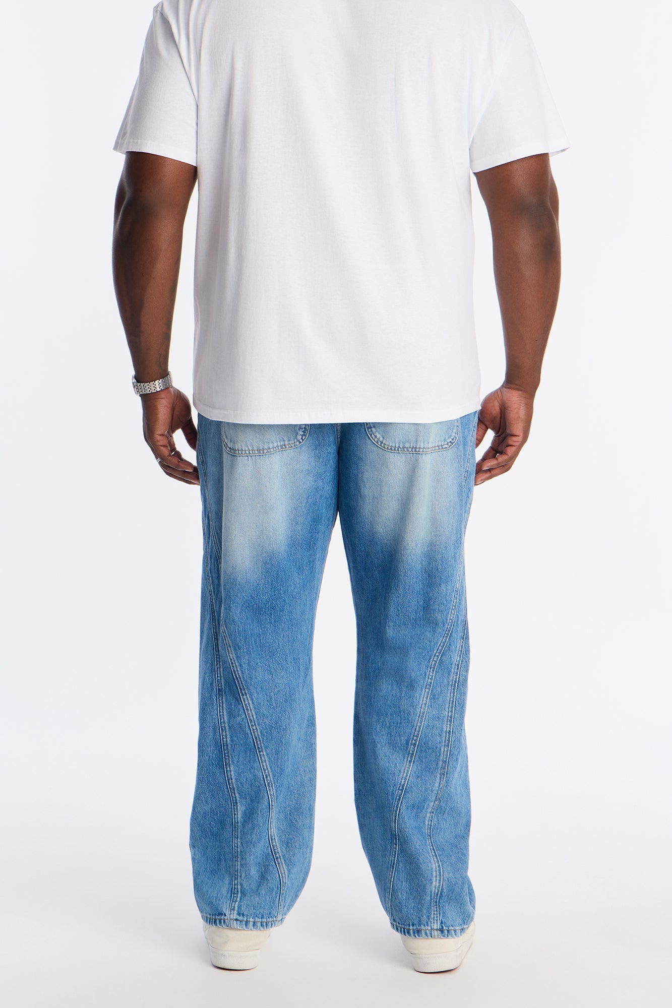 Straight In The Panels Jean - Medium Blue Wash