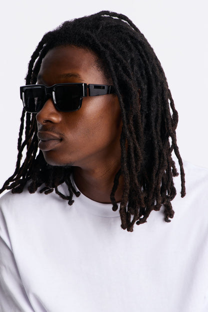 Illusion Square Frame Sunglasses - Black