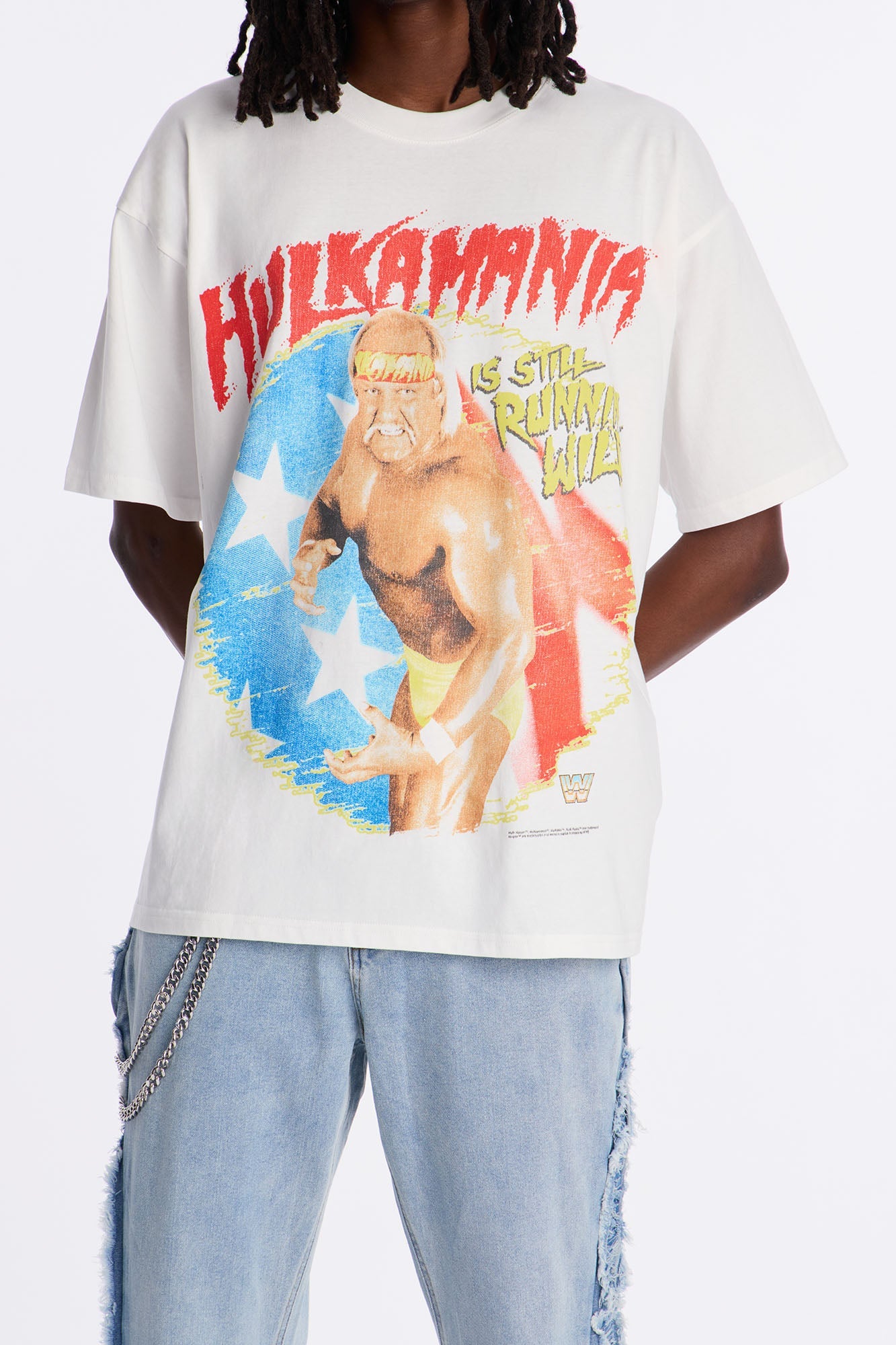 Hulk Hogan HULKAMANIA Runnin WILD Premium Short Sleeve Tee - White