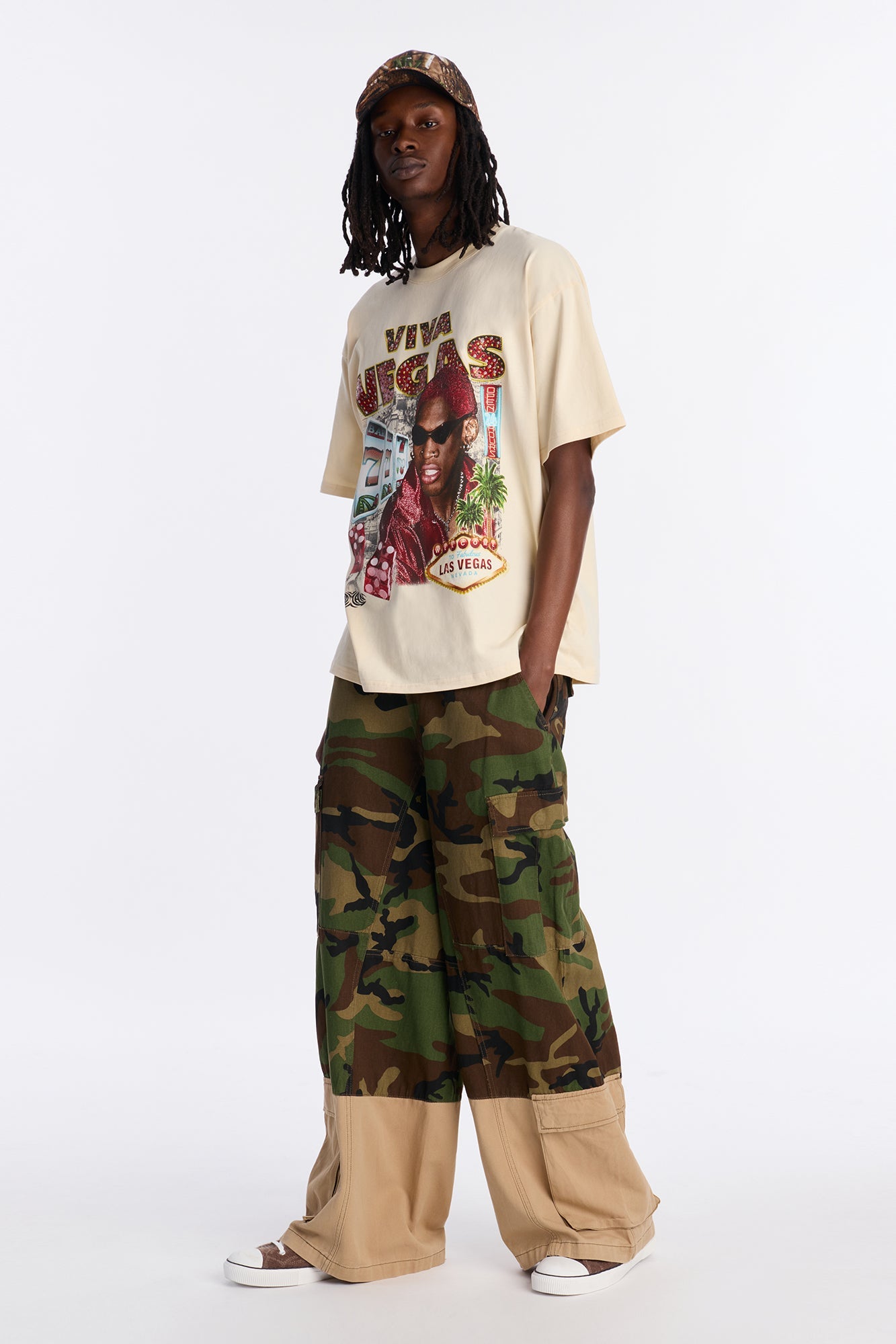 Wide Leg Mixed Worlds Combat Pant - Camouflage