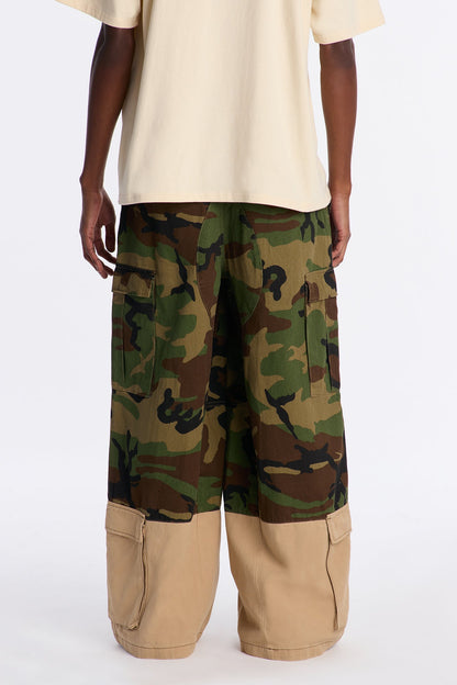 Wide Leg Mixed Worlds Combat Pant - Camouflage
