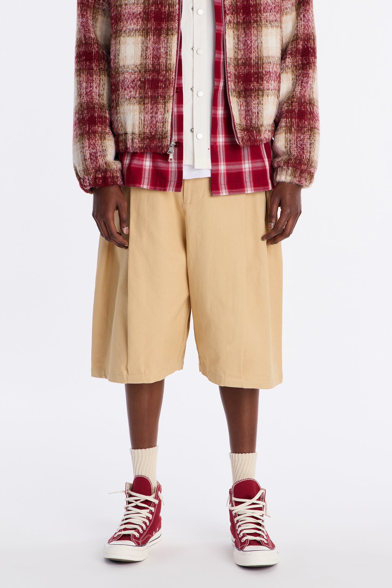DTLA Deep Double Pleated Trouser Short - Tan