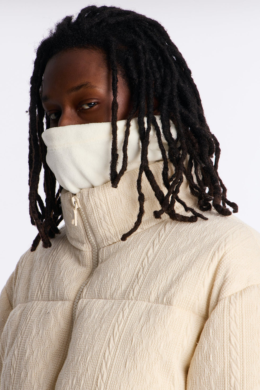 Fleece Toggle Tube Scarf - Cream