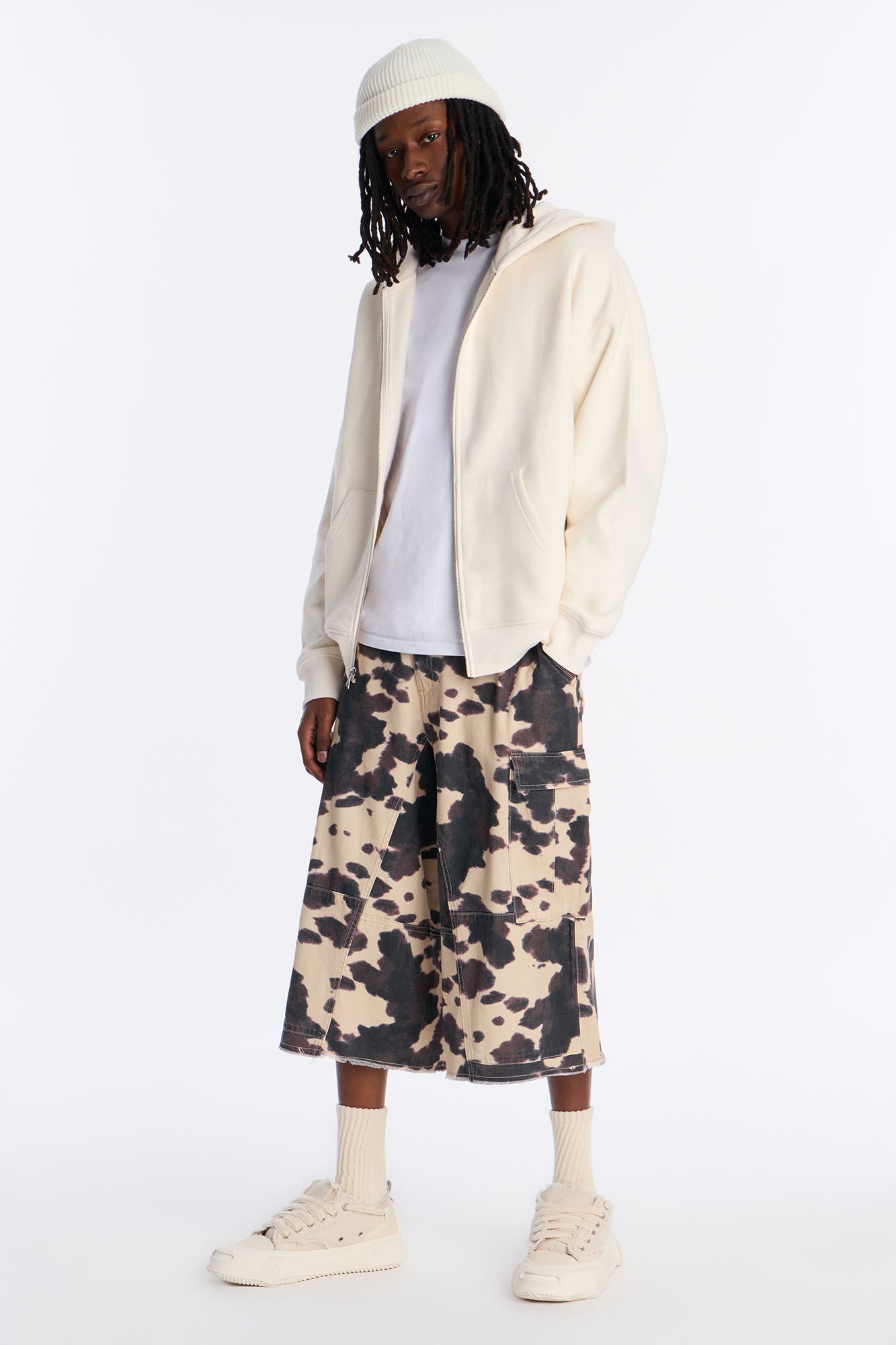 Baggy Arctic Camo Utility Shorts - Black/combo