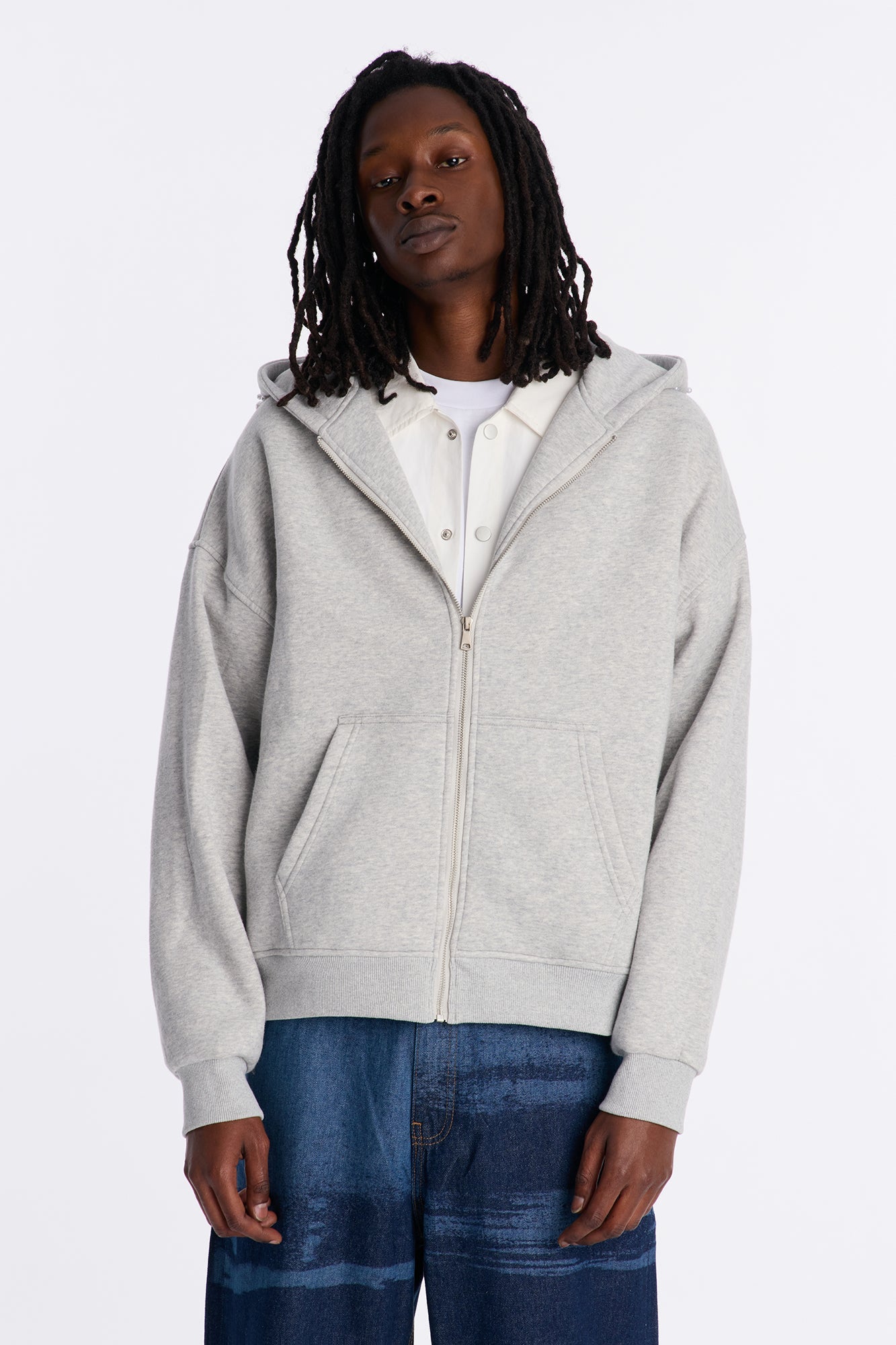 Pearl Oversized Zip Hoodie - Heather Grey