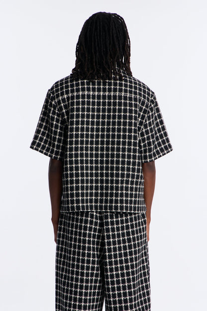 Relaxed Tweed Theory Button Up Shirt - Black