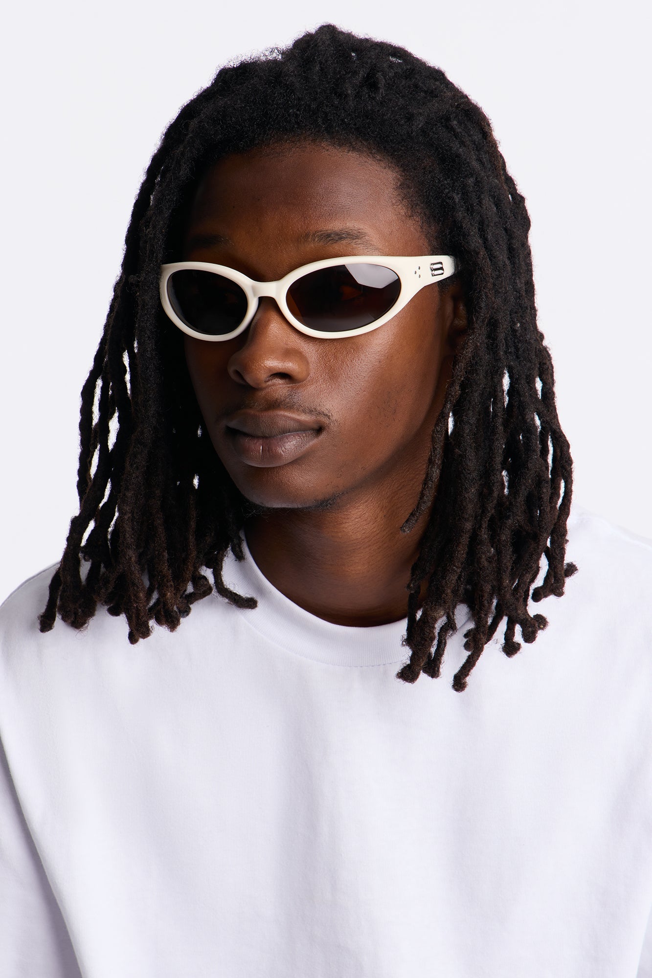 Minimal Round Frame Sunglasses - Cream/combo