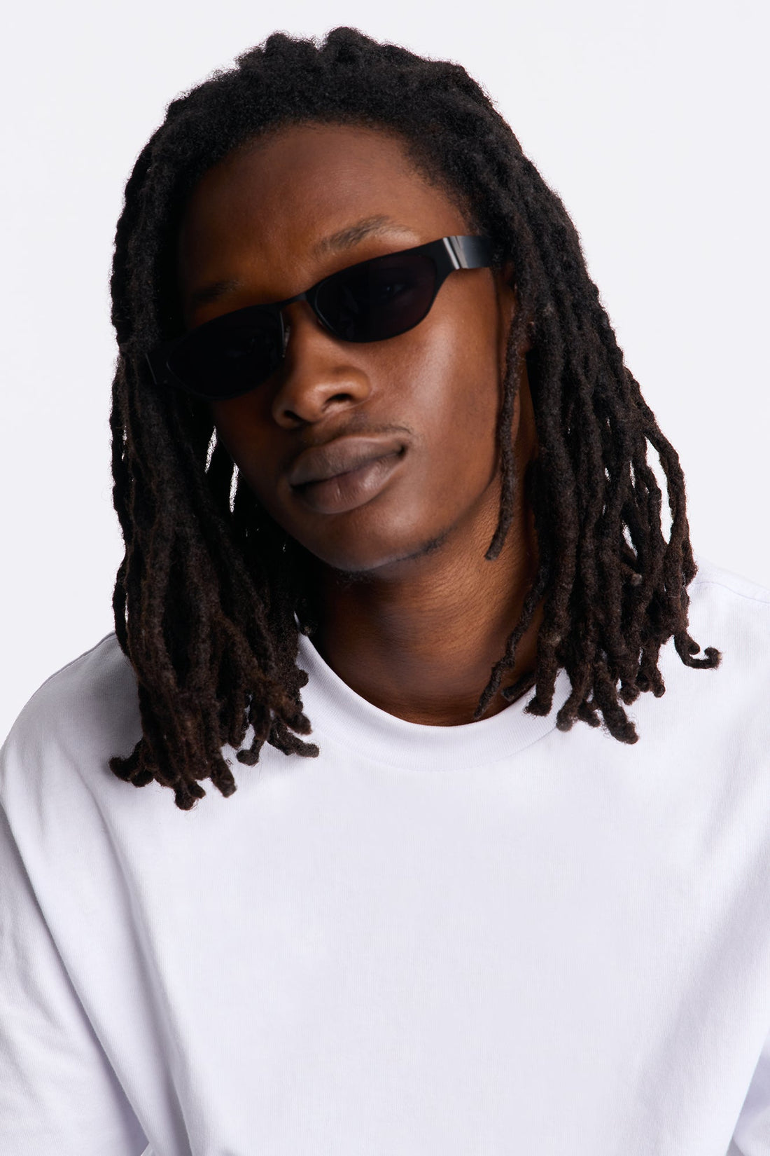 Slim Oval Matte Metal Frame Sunglasses - Black