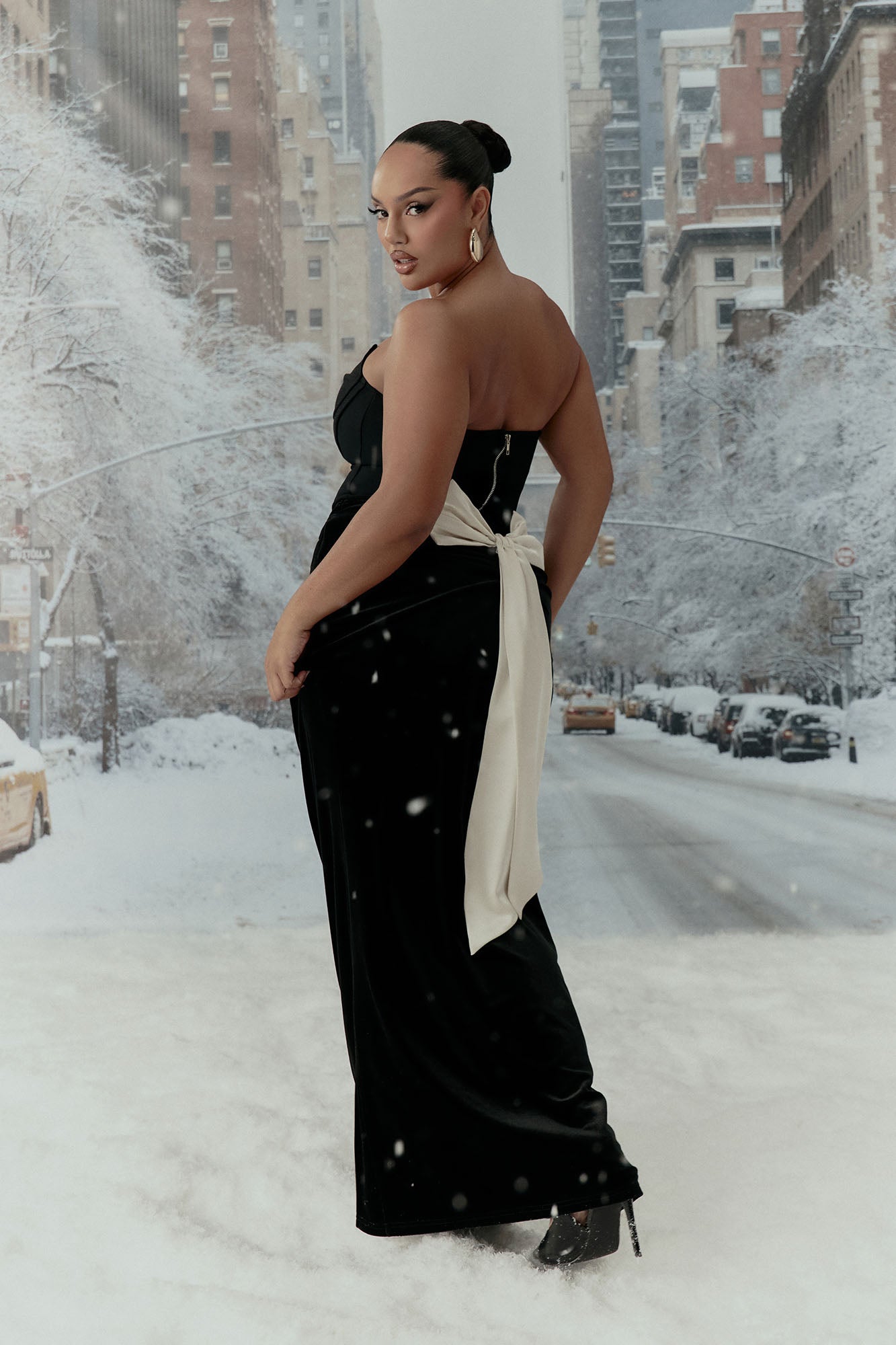 All Dolled Up Bow Velvet Maxi Skirt - Black/combo