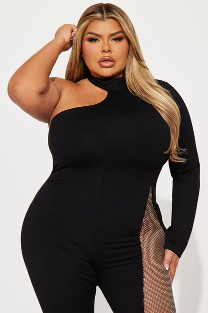 See Me Shine Embellished Jumpsuit - Black