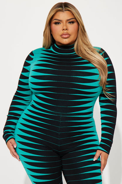 Made For Fun Sweater Jumpsuit - Blue/combo