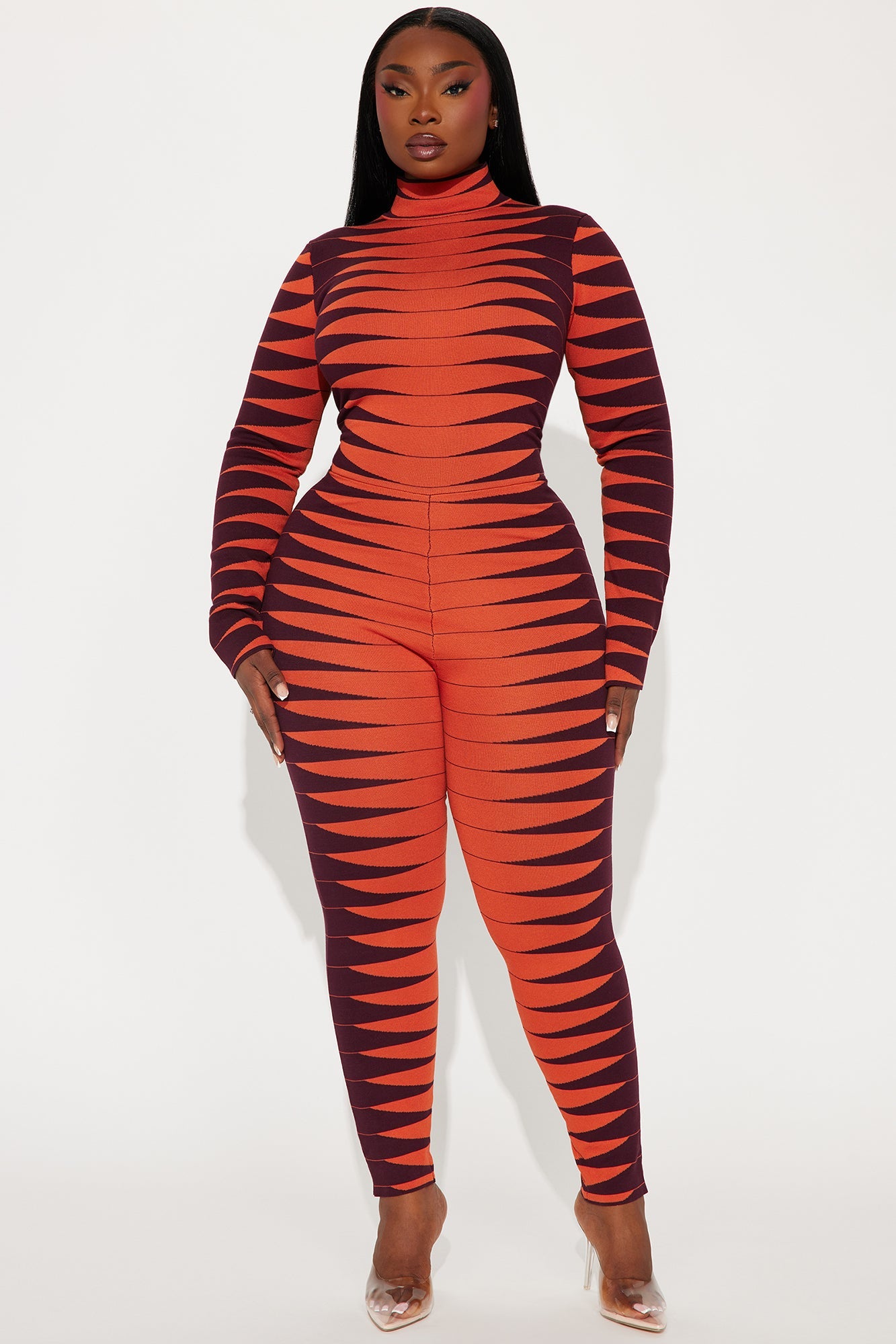 Made For Fun Sweater Jumpsuit - Rust/combo