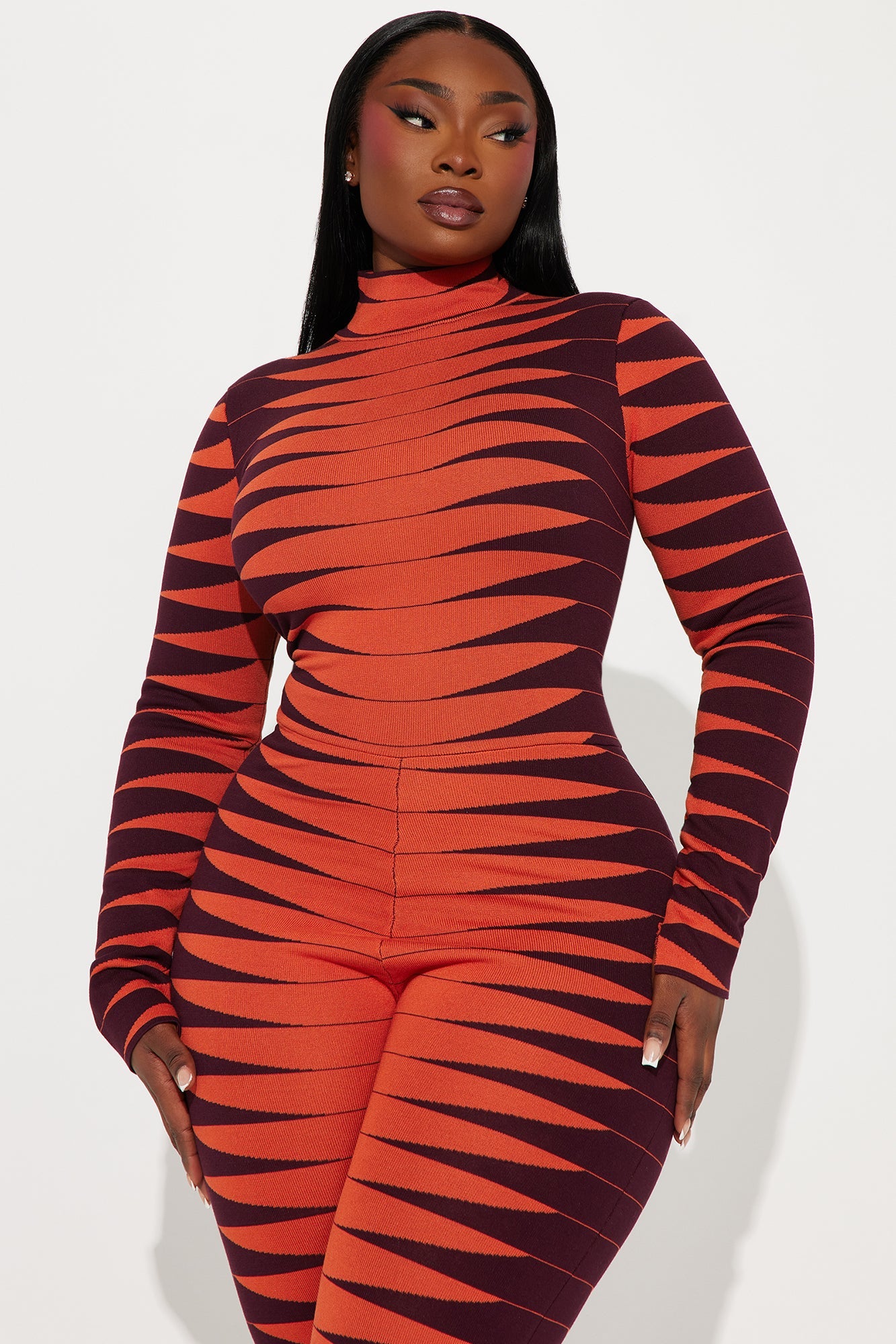 Made For Fun Sweater Jumpsuit - Rust/combo