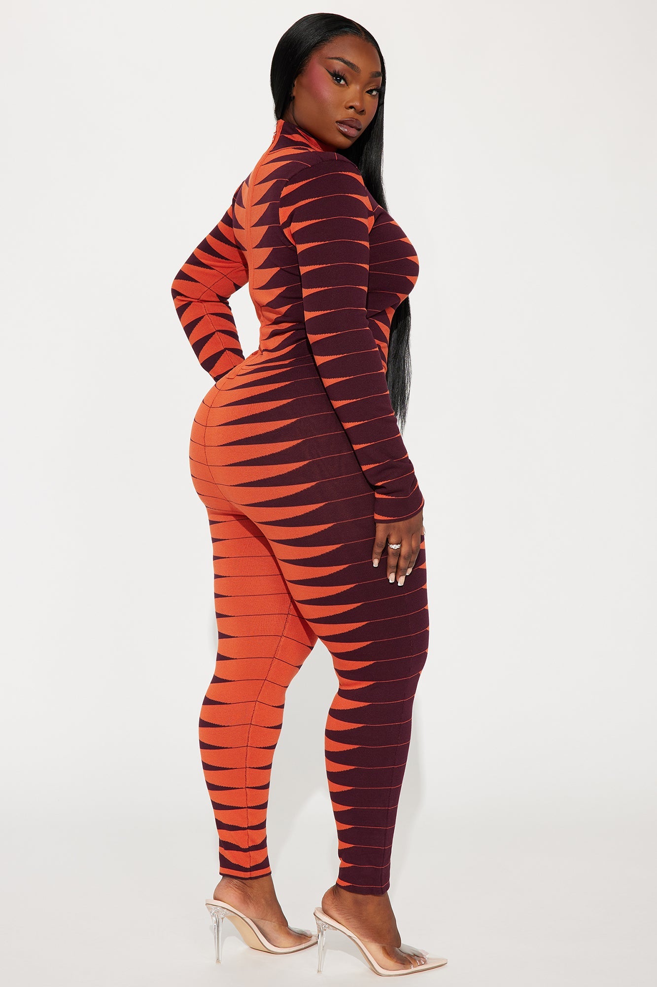 Made For Fun Sweater Jumpsuit - Rust/combo