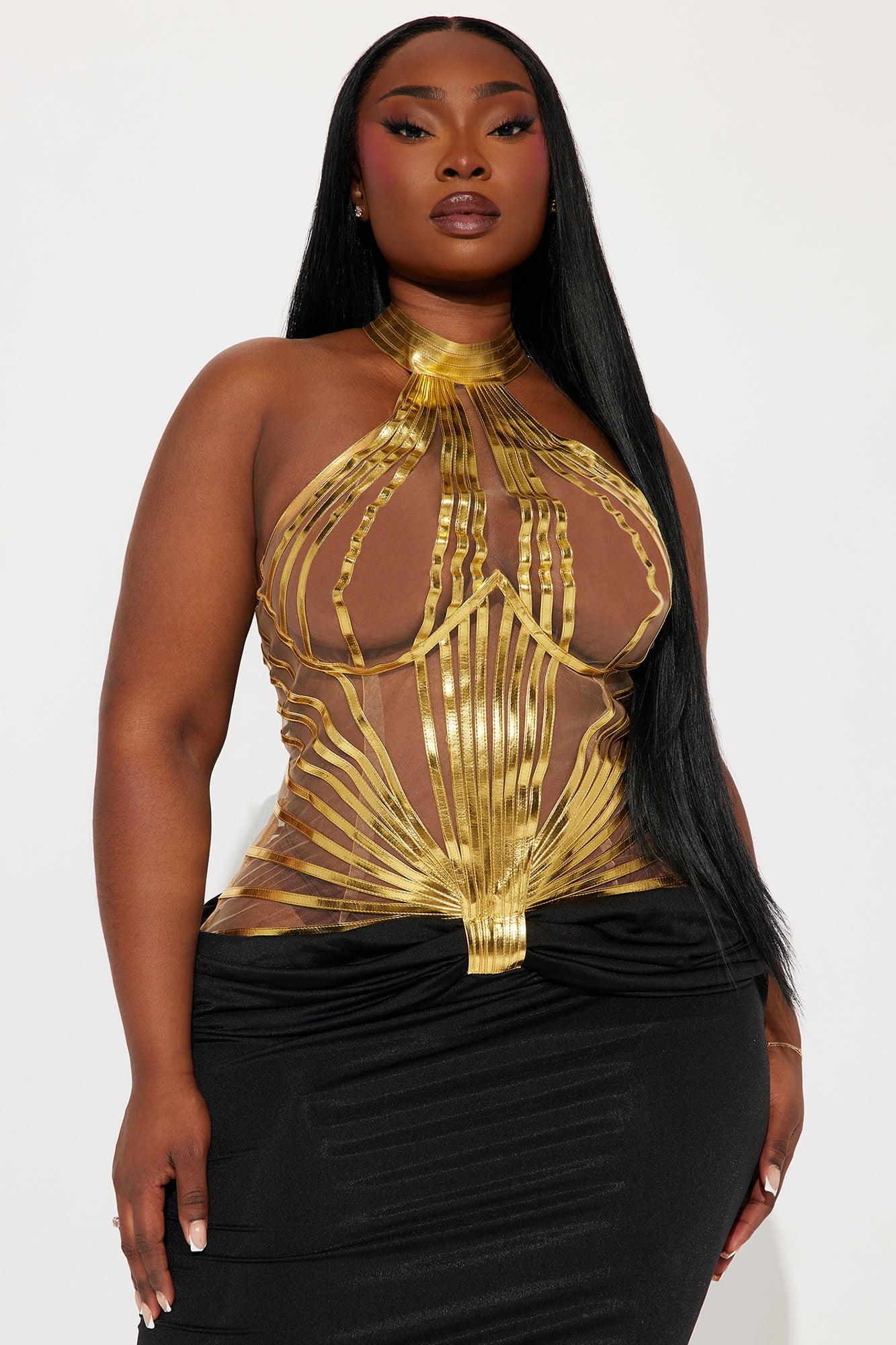 The Queen In Me Maxi Dress - Black/Gold