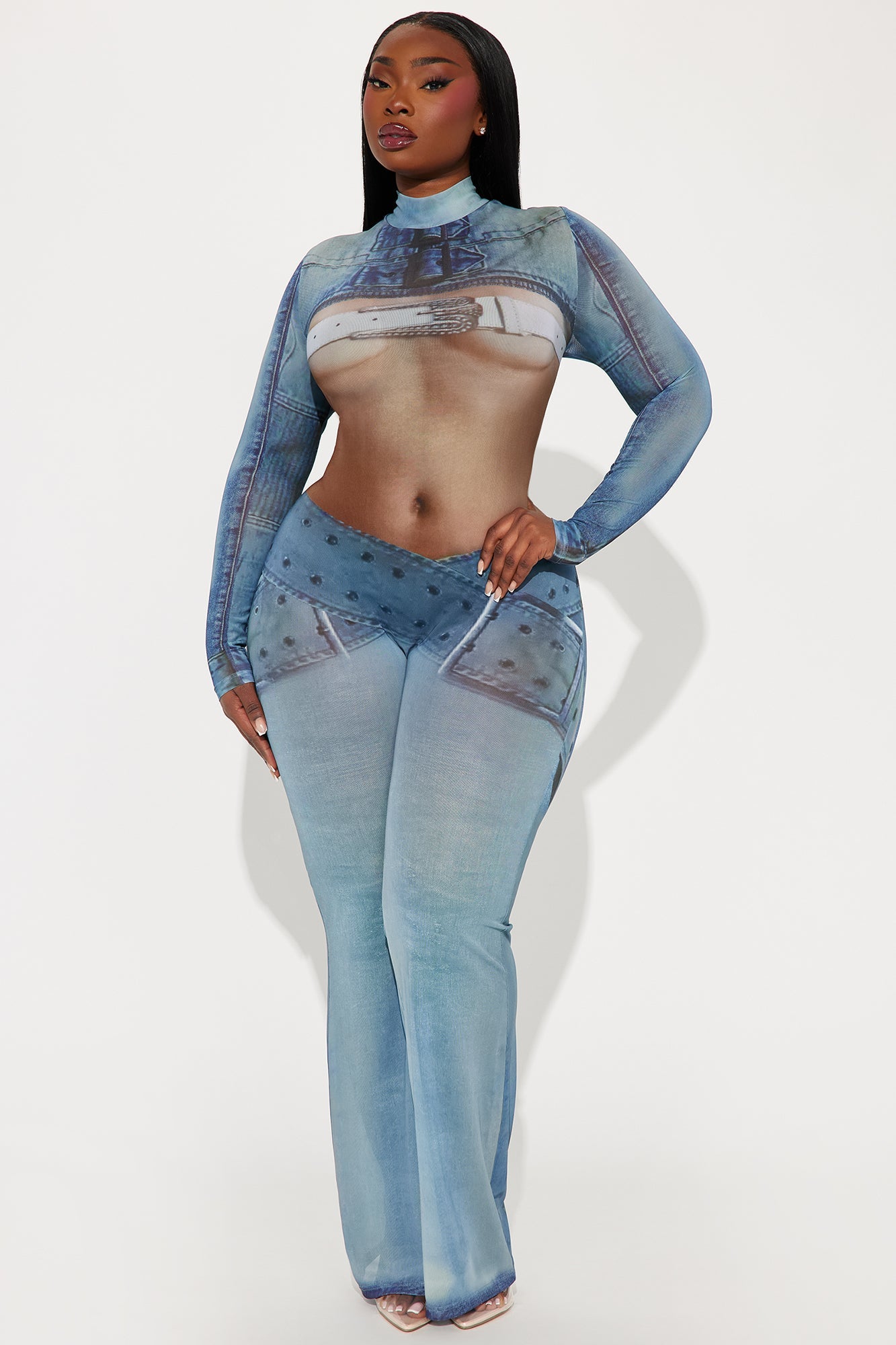 Medellin Babe Mesh Jumpsuit - Blue/combo