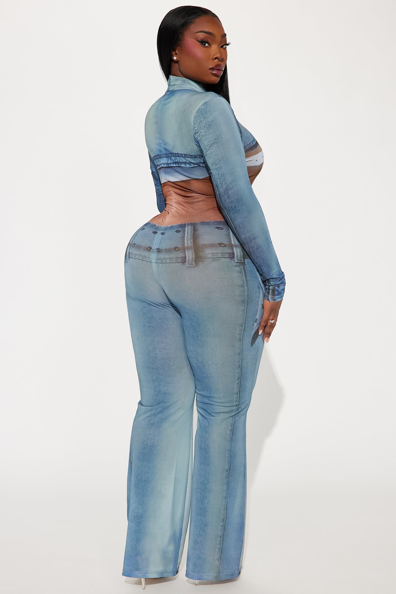 Medellin Babe Mesh Jumpsuit - Blue/combo