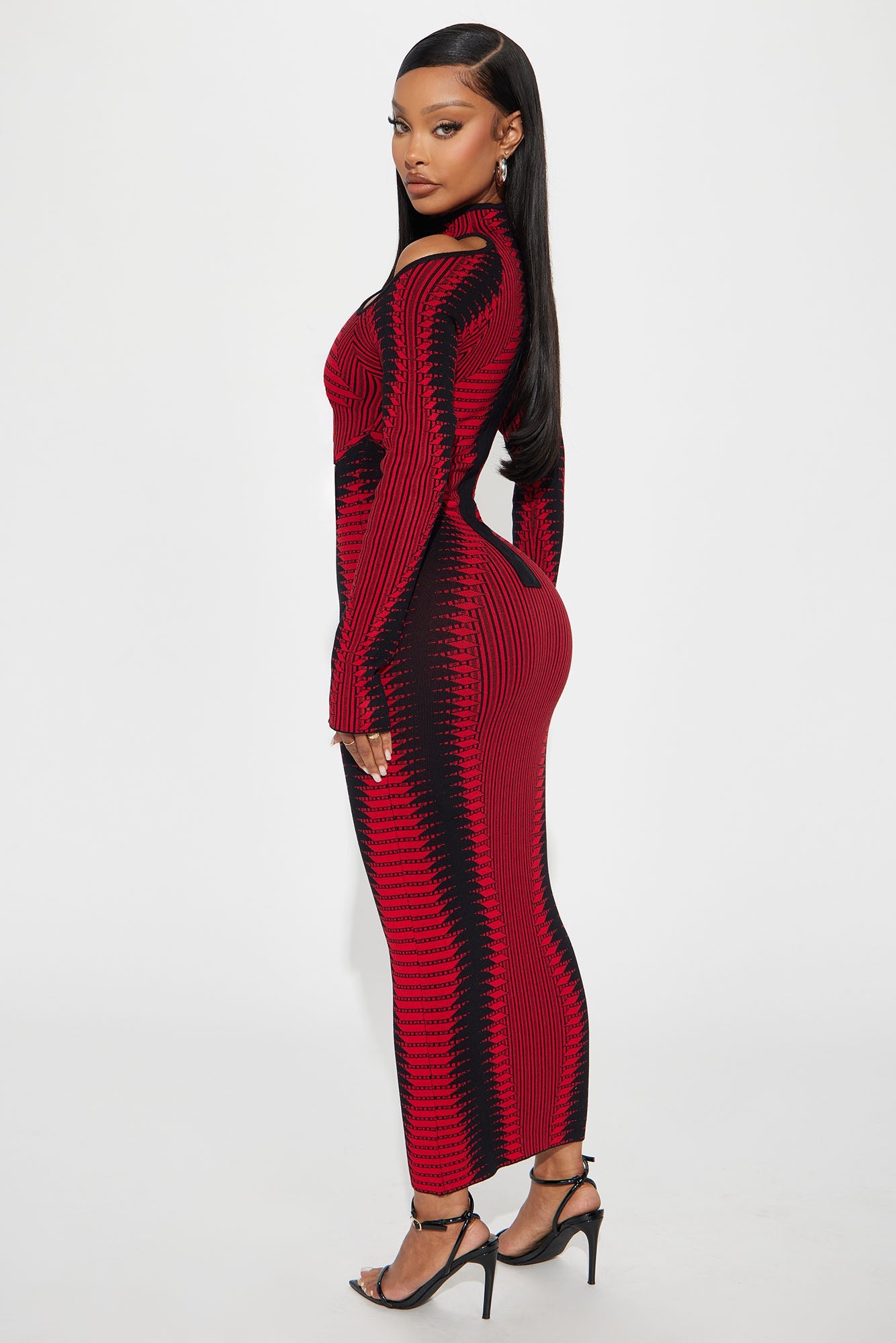 Too Saucy Sweater Midi Dress - Black/Red