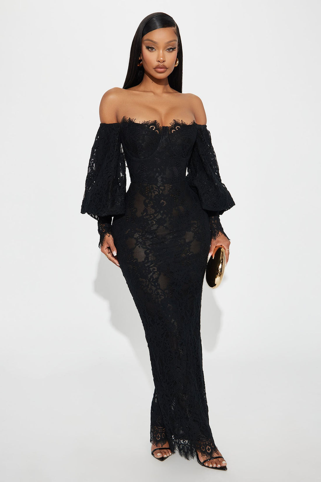 Natalia Lace Maxi Dress - Black