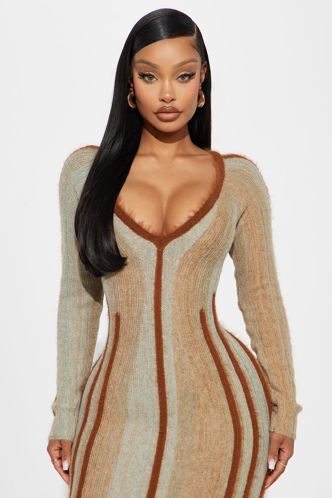 Soulfully Living Sweater Mini Dress - Brown/combo