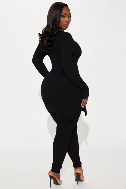 Hidden Agenda Sweater Legging Set - Black