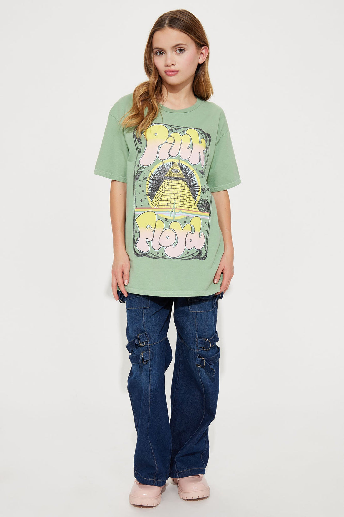 Mini Pink Floyd Glitter Graphic Tee - Teal