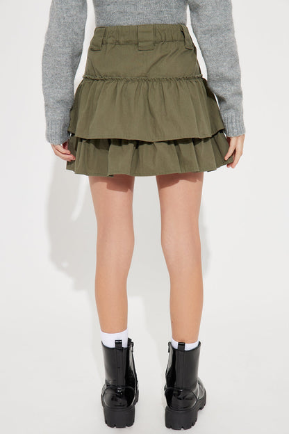 Mini Jennifer Tiered Ruffle Mini Skirt - Olive