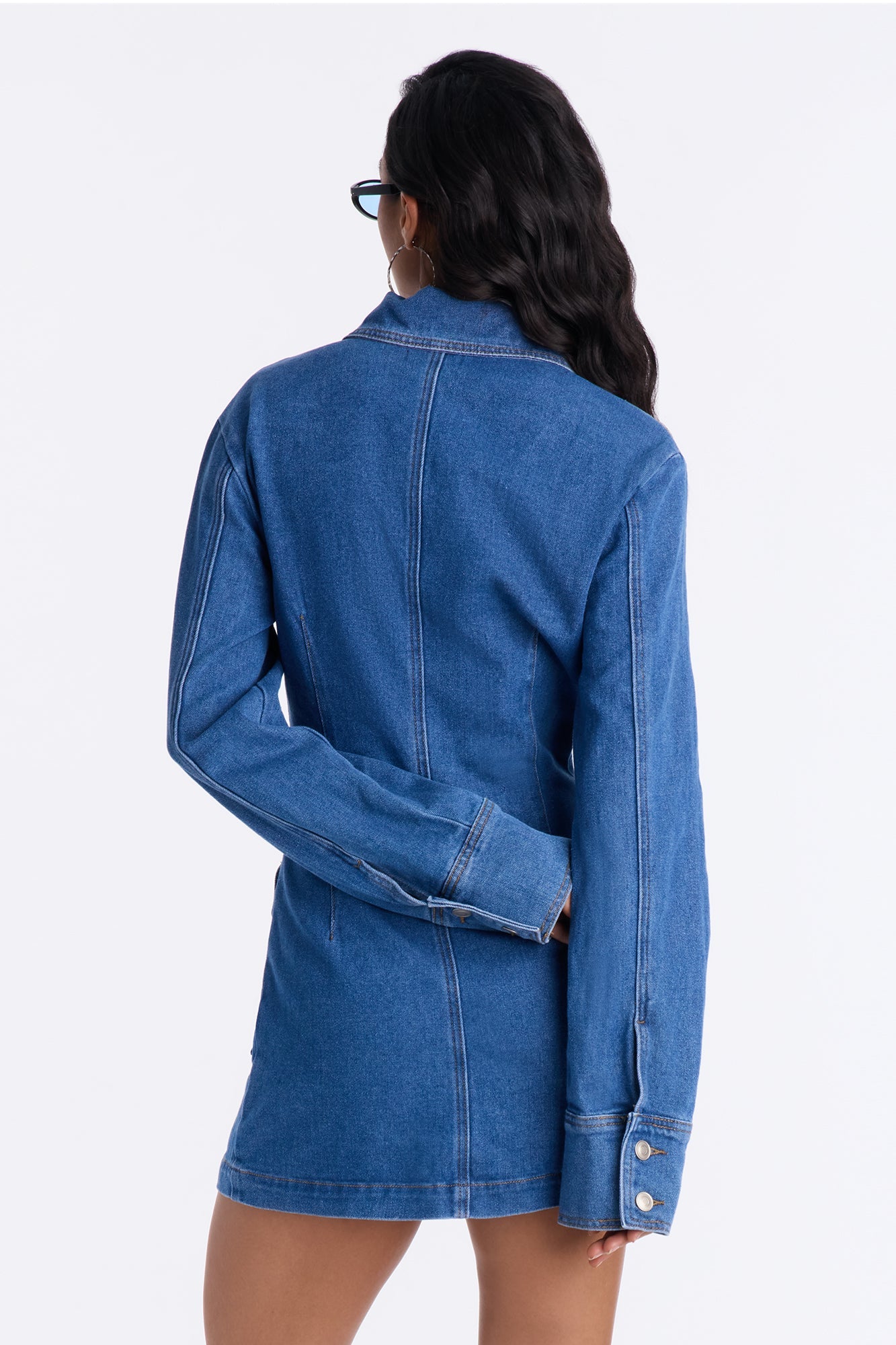 Myla Button Up Denim Mini Dress - Denim