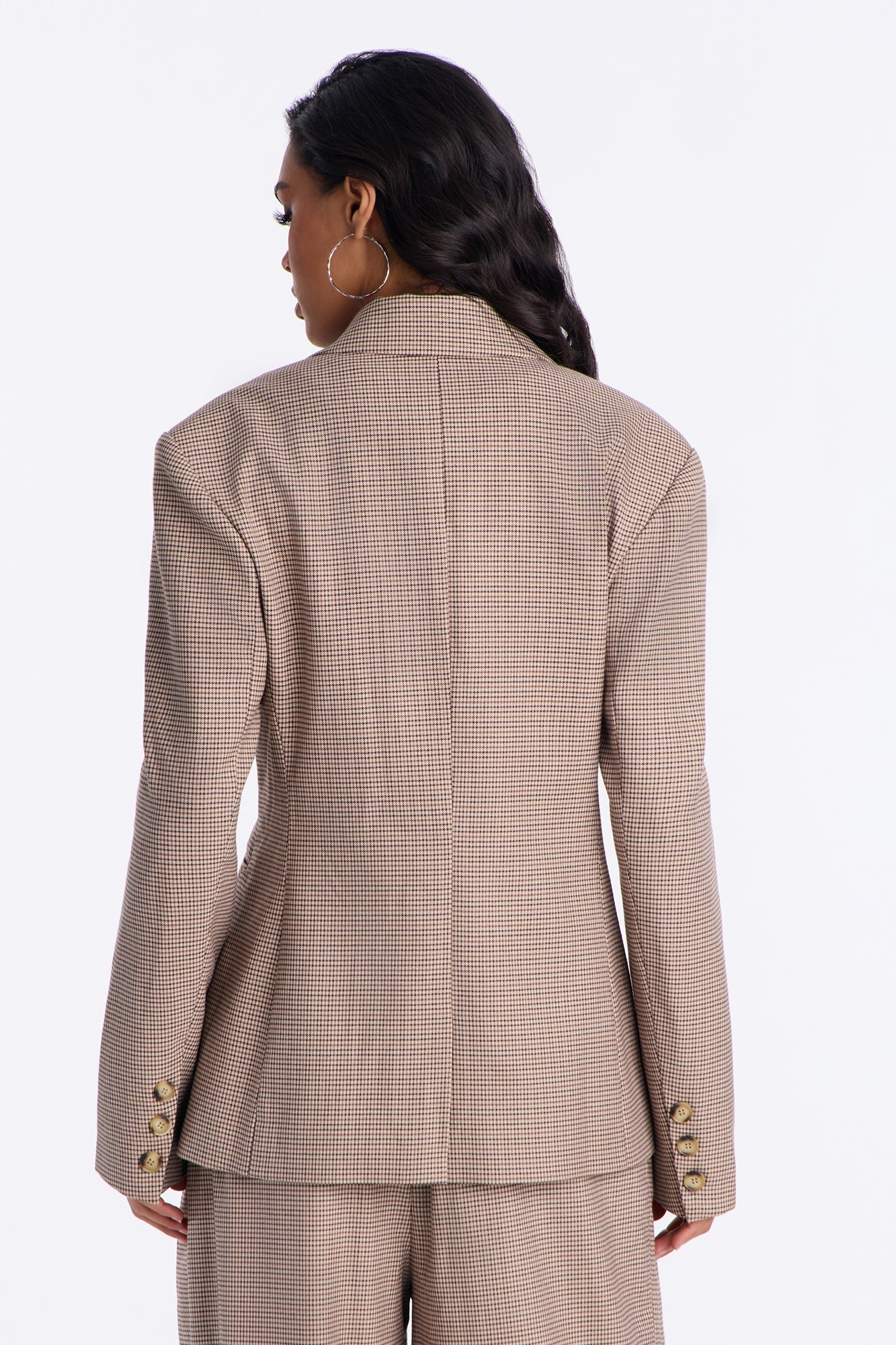 Biggest Accomplishment Houndstooth Single Breasted Blazer - Brown/combo