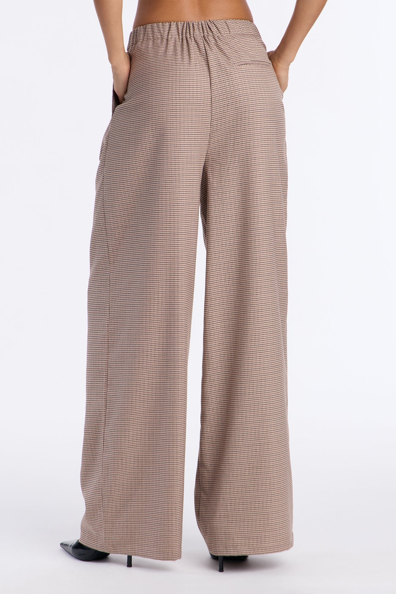 Biggest Accomplishment Houndstooth Wide Leg Trouser Pant 33″ - Brown/combo
