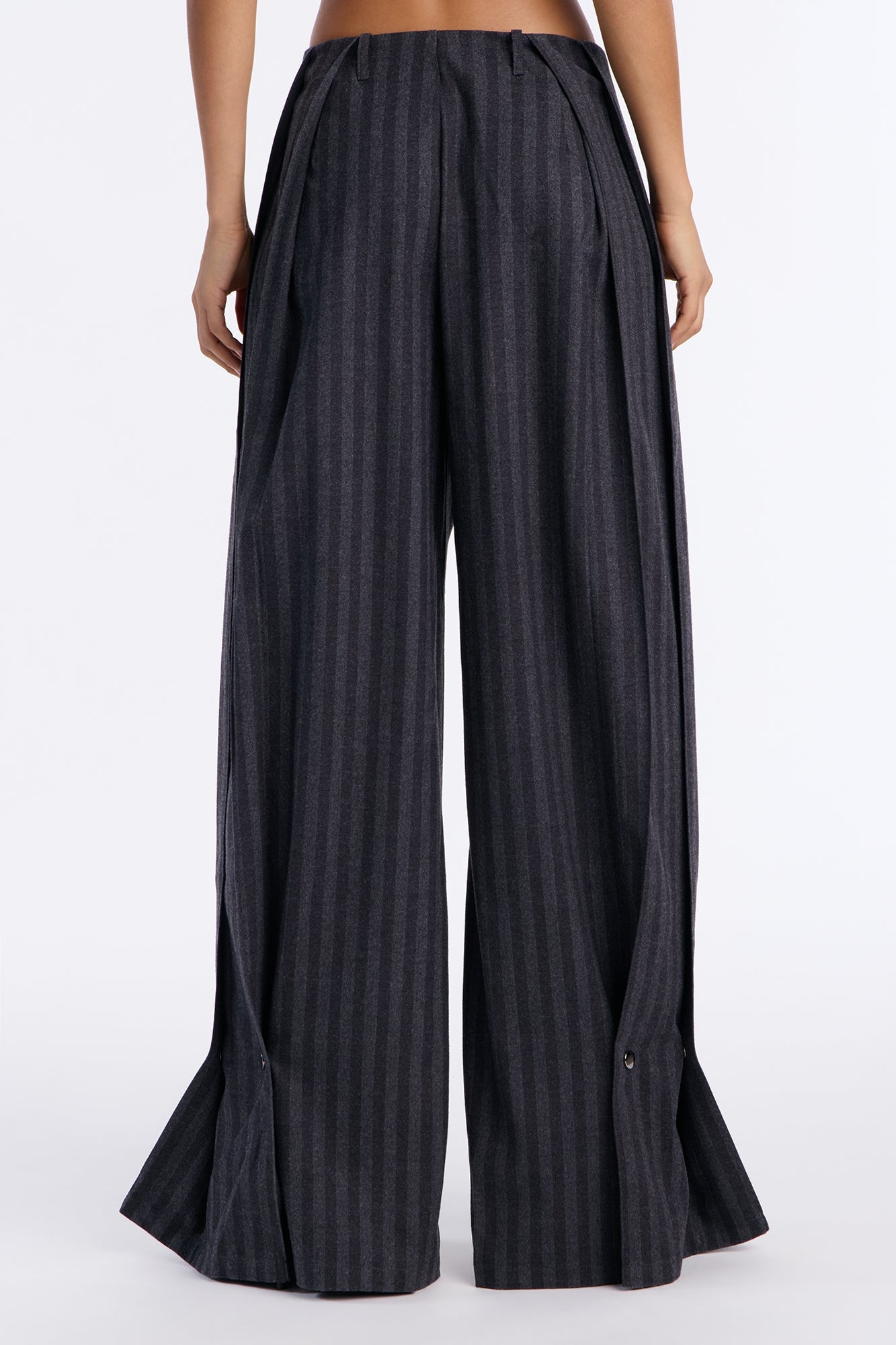 Wall Street Striped Wide Leg Trousers - Charcoal